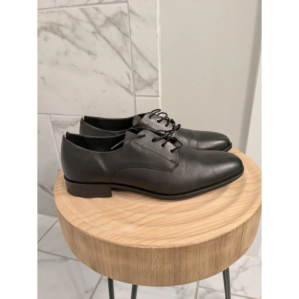 BOSS Men's Black‎ Colby Derb Leather Lace Up Oxford Dress Shoes 11.5 US/10.5 EU